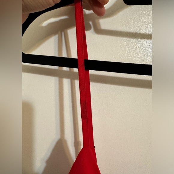 NWT LULUS Cherry Red Criss Cross Bodice Cutout Surplice Wide Leg Jumpsuit - Picture 13 of 13